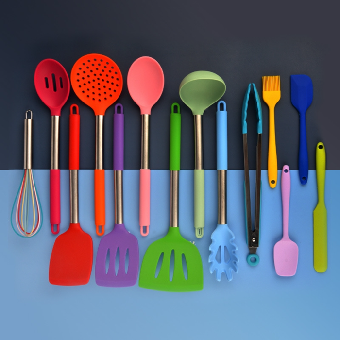 14-piece Silicone Kitchen Utensil w/ Metal Handle Set