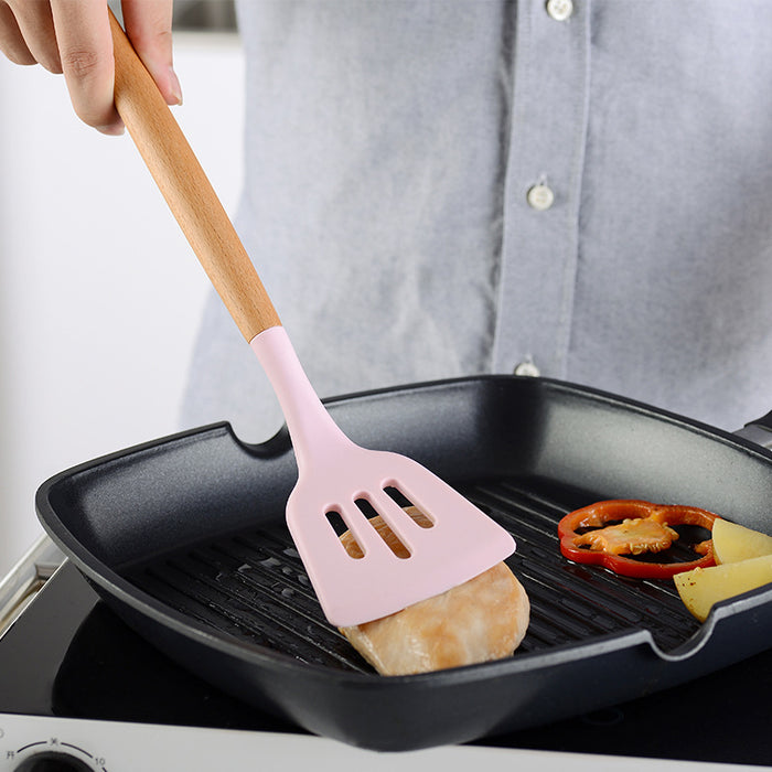 11-piece Silicone Kitchen Utensil w/ Wooden Handle Set