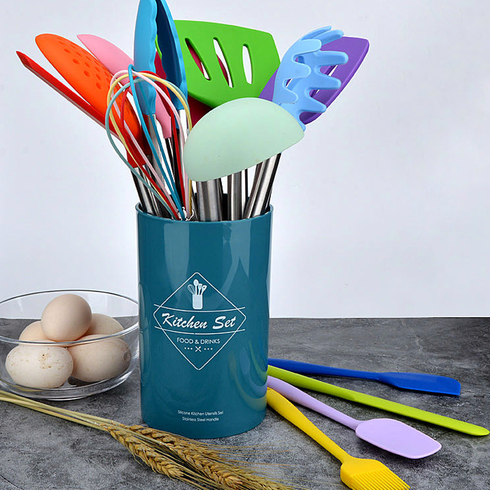 14-piece Silicone Kitchen Utensil w/ Metal Handle Set